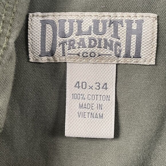 Duluth Trading Co Carpenter Pants Mens 40x34 Twill Relaxed Fit Green Khaki - Picture 3 of 8